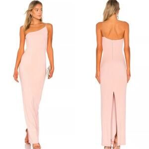 NWOT Nookie Penelope Asymmetric One Shoulder Formal Maxi Gown in Blush Pink Sz M